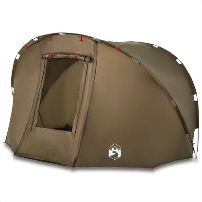 Detail van de olijfgroene vidaXL Vistent tent met ritsdeur en afgeronde vorm.