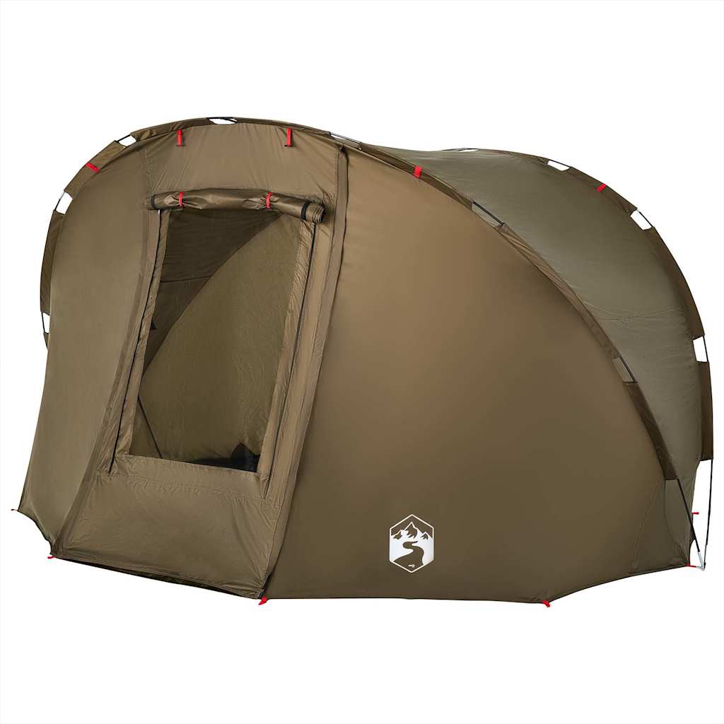 Detail van de olijfgroene vidaXL Vistent tent met ritsdeur en aerodynamisch ontwerp.
