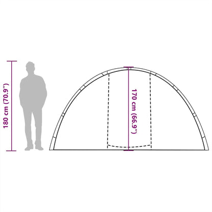 Zijaanzicht van de vidaXL Vistent tent met afmetingen en hoogteindicatie.