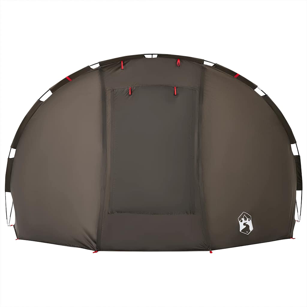 Detail van de vidaXL Vistent tent in bruin met ritsdeur en stevige haringen.