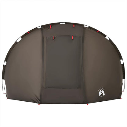 Detail van de vidaXL Vistent tent in bruin met ritsdeur en stevige haringen.