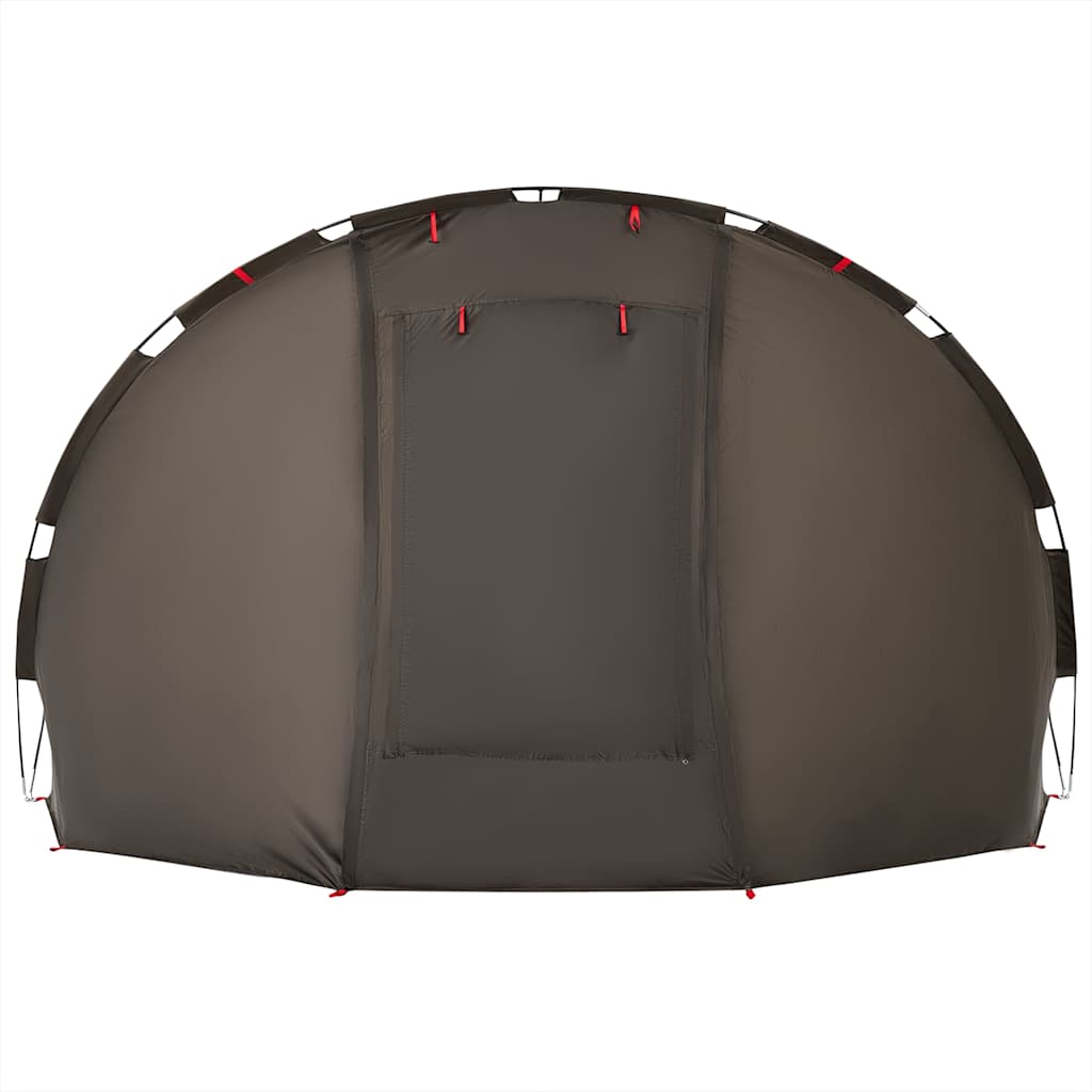 Detail van de bruine vidaXL Vistent tent met ritsdeur en stevige bevestigingspunten.