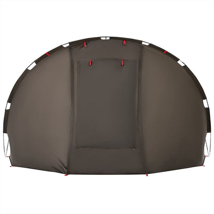 Detail van de bruine vidaXL Vistent tent met ritsdeur en stevige bevestigingspunten.