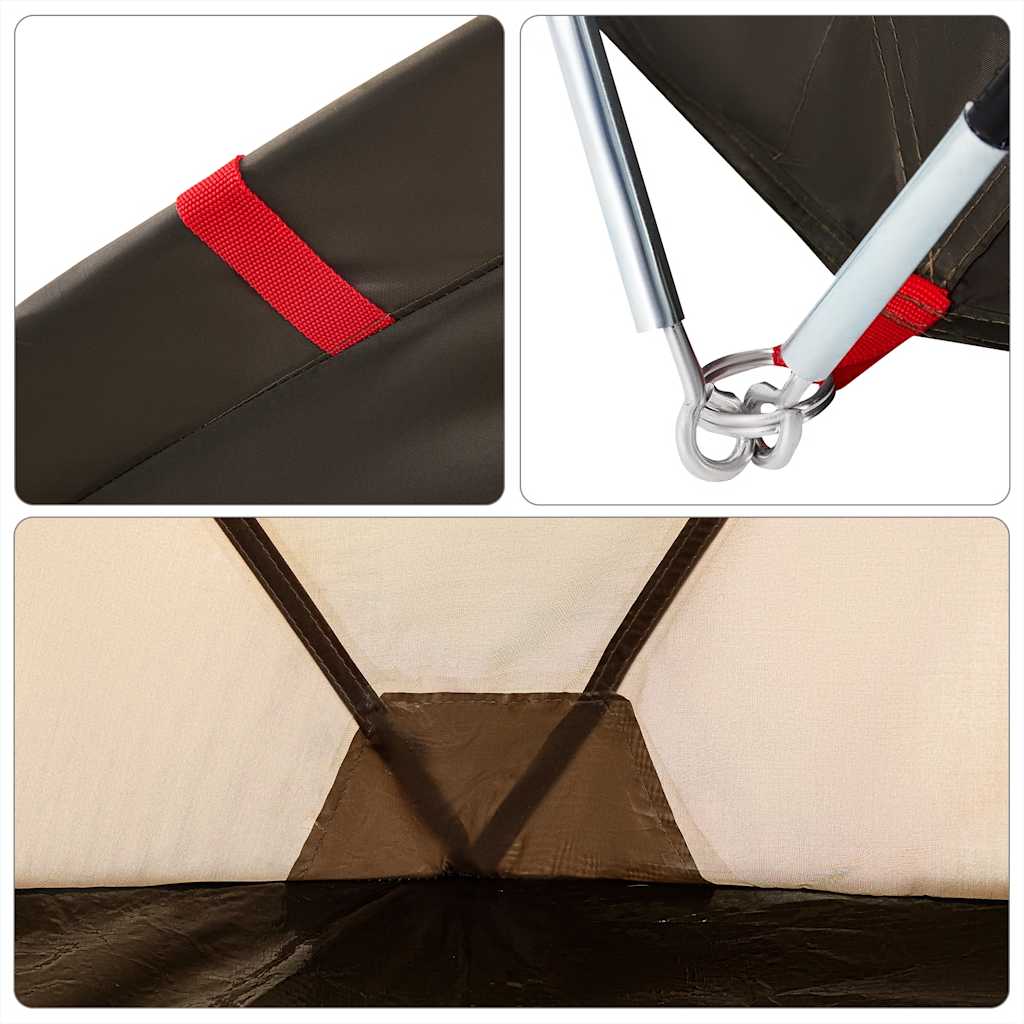 Detail van de stevige haringen en scheerlijnen van de vidaXL 5-persoons tent.