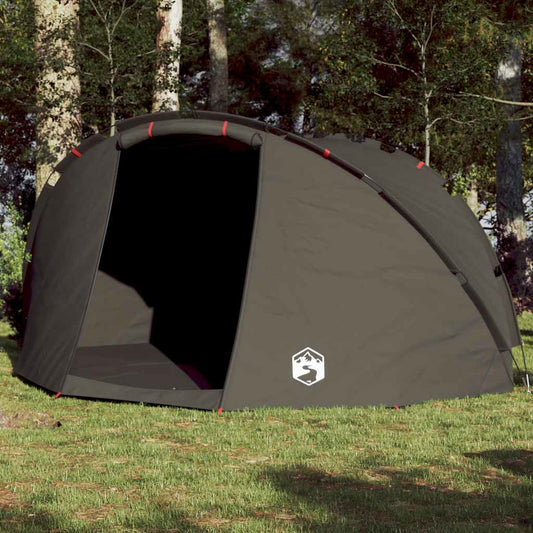 VidaXL Vistent tent bruin, waterdicht, met open ritsdeur en afgeronde top.