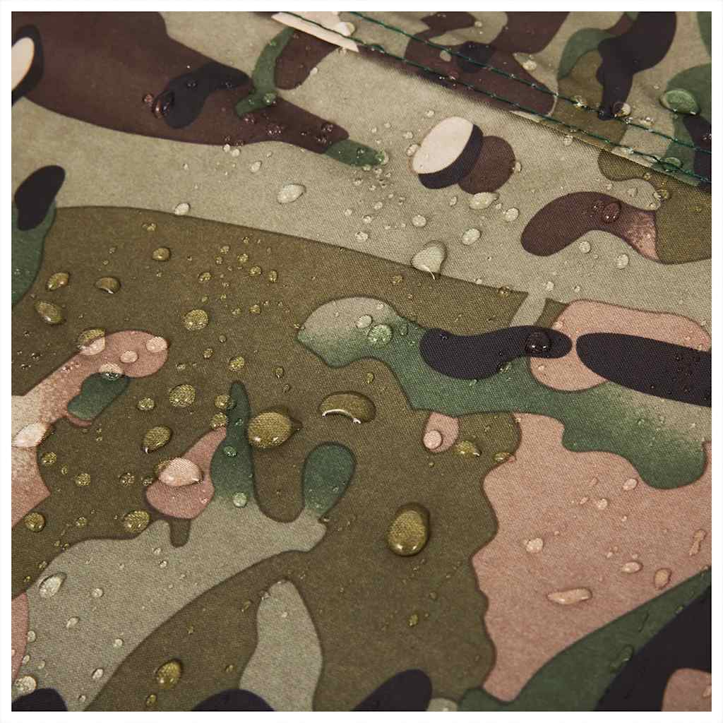 Detail van de waterdichte camouflage stof van de vidaXL Vistent tent met druppels.