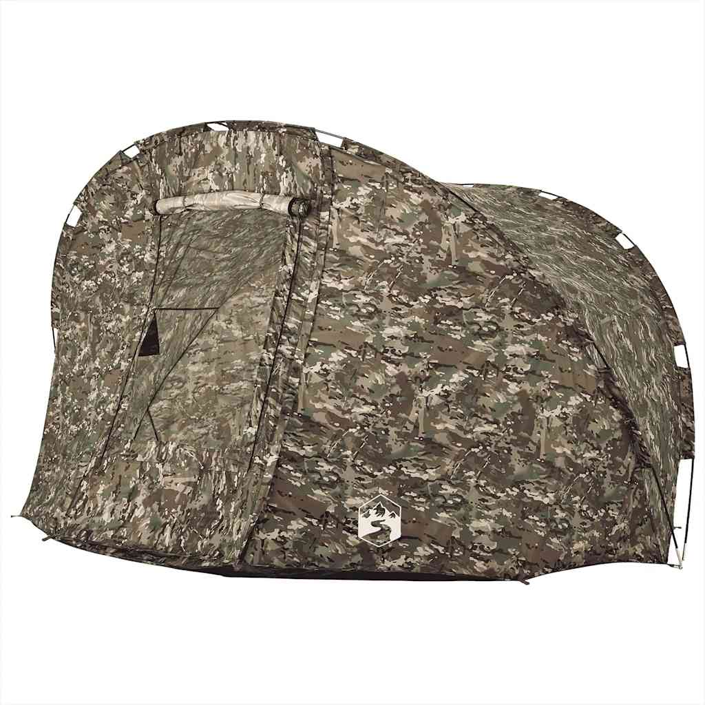 Detail van de vidaXL Vistent 5-persoons tent in camouflage, zijaanzicht met ingang.