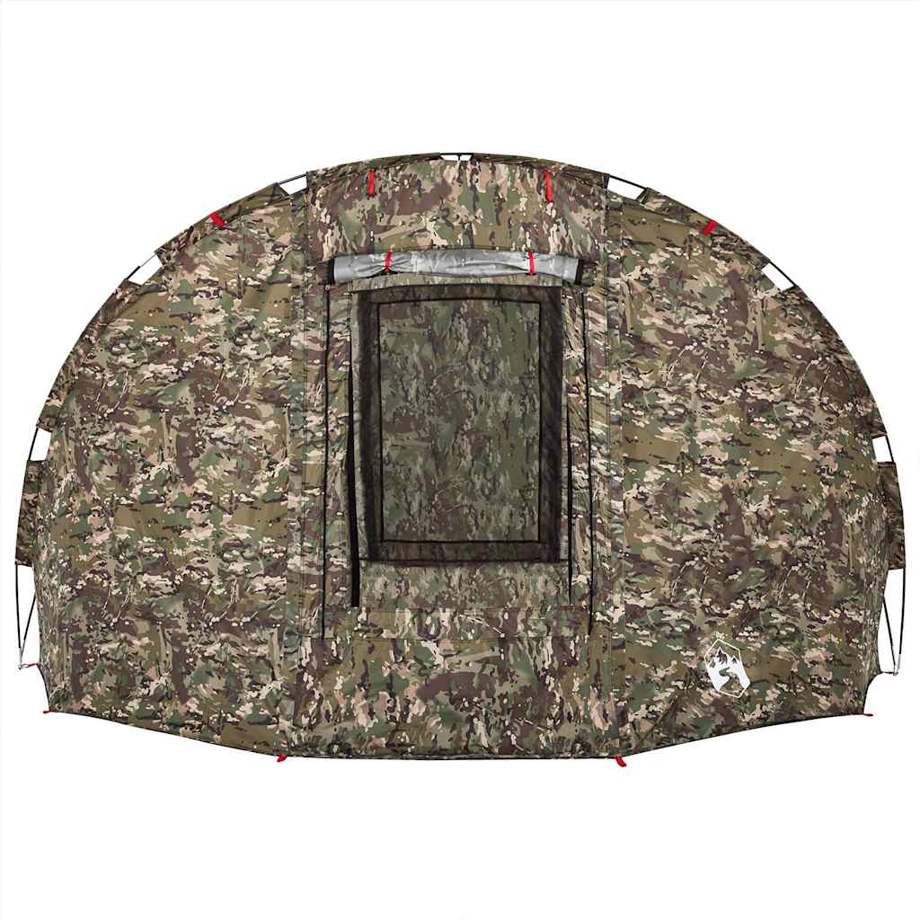 Detail van de vidaXL Vistent camouflage tent met een gaasraam en waterdichte buitenkant.
