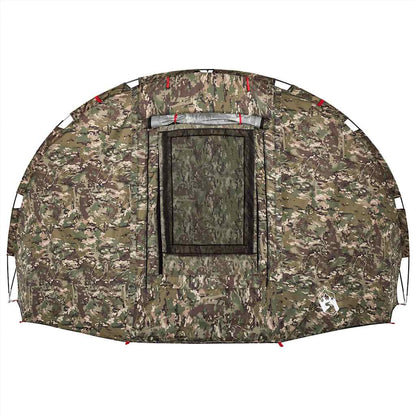Detail van de vidaXL Vistent camouflage tent met een gaasraam en waterdichte buitenkant.