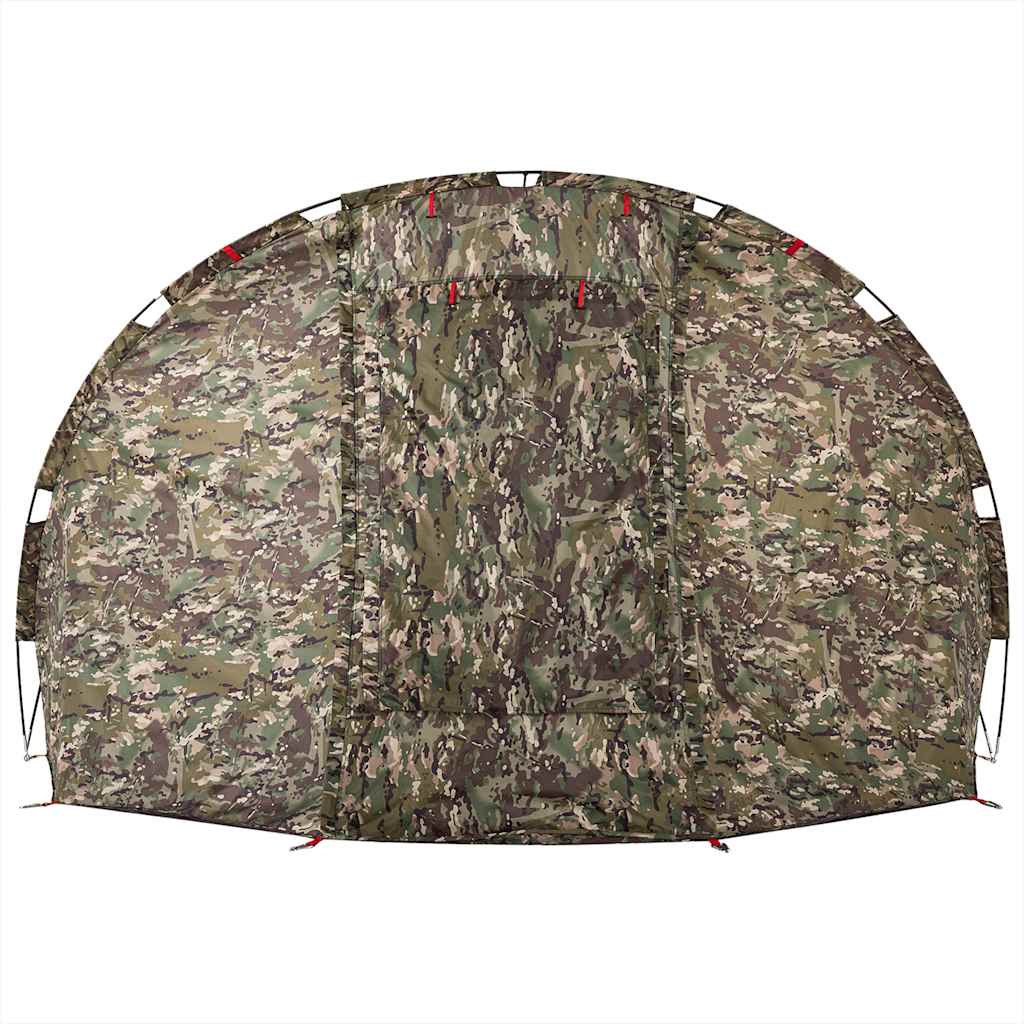 Detail van de camouflage buitenkant van de vidaXL Vistent tent, met stevige bevestigingspunten.