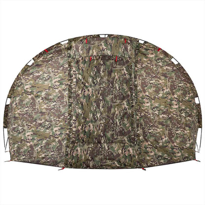 Detail van de camouflage buitenkant van de vidaXL Vistent tent, met stevige bevestigingspunten.
