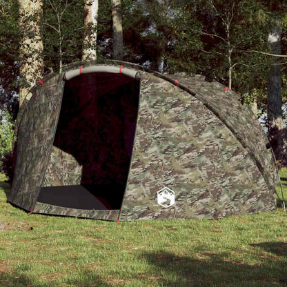 vidaXL Vistent 5-persoons tent in camouflage, waterdicht en windbestendig, zijaanzicht.