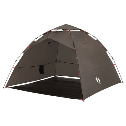 Detail van de vidaXL 4-persoons tent in bruin, zijaanzicht met open ingang.