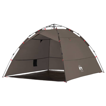 Detail van de vidaXL 4-persoons tent in bruin, met open ingang en lichtgewicht ontwerp.