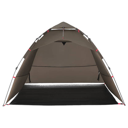 Detail van de vidaXL 4-persoons tent in bruin, zijaanzicht met open ingang.