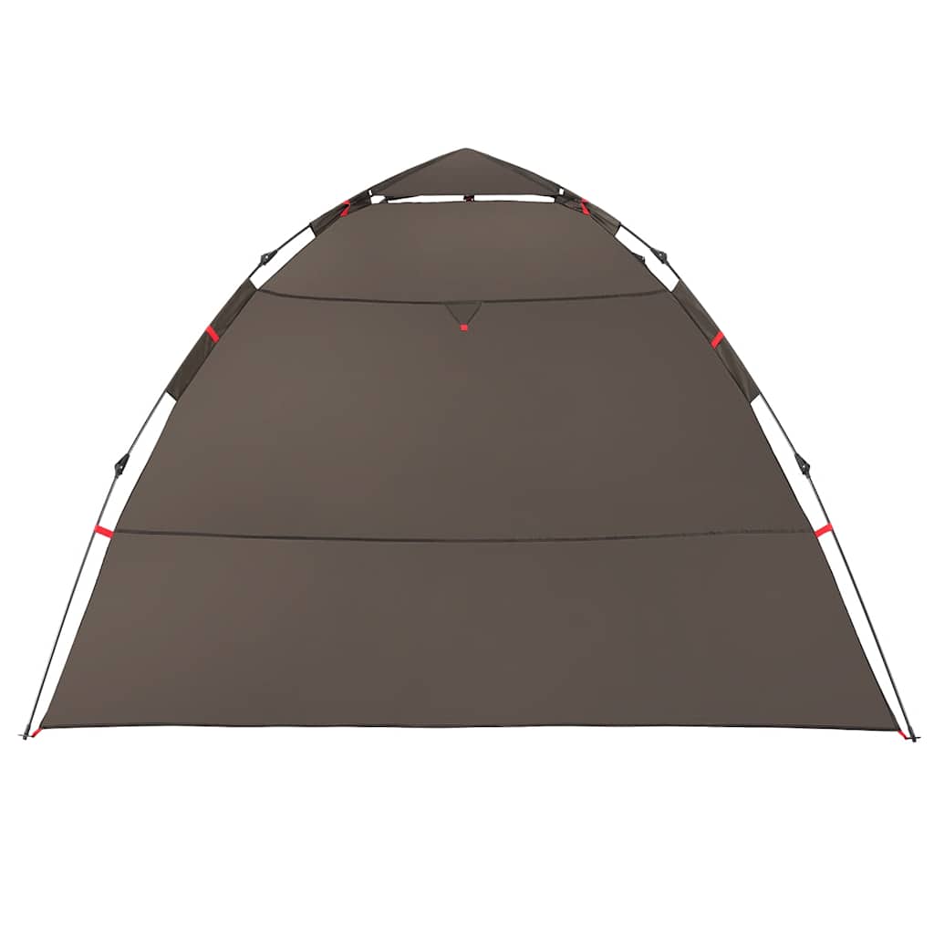 Detail van de bruin vidaXL tent met snelontgrendeling, zijaanzicht van de bovenkant.