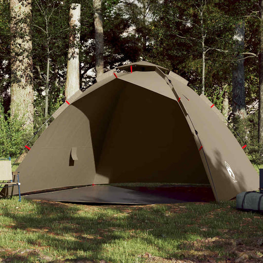 vidaXL 4-persoons tent in bruin, met snelontgrendeling en open ingang in bosrijke omgeving