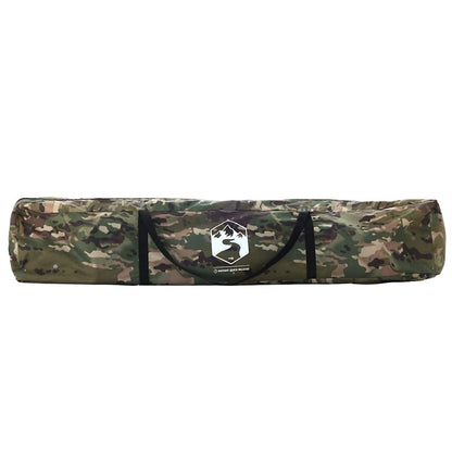 Camouflage tent van vidaXL in opgerolde staat met handvat.