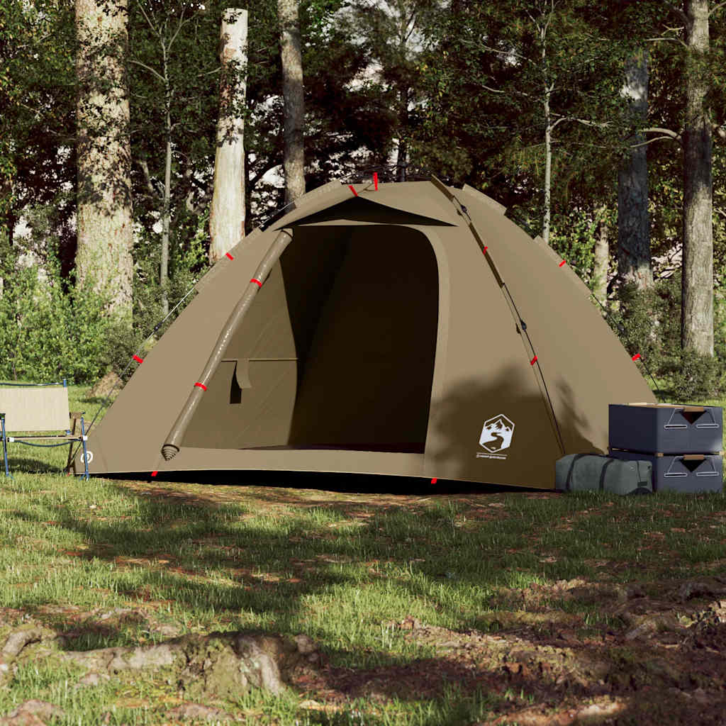 Detail van de vidaXL Vistent 4-persoons tent in olijfgroen, zijaanzicht met open ingang.