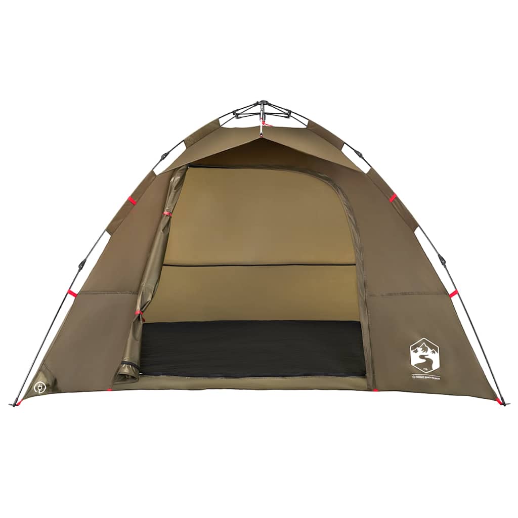 Detail van de vidaXL Vistent 4-persoons tent in olijfgroen, zijaanzicht met open ingang.
