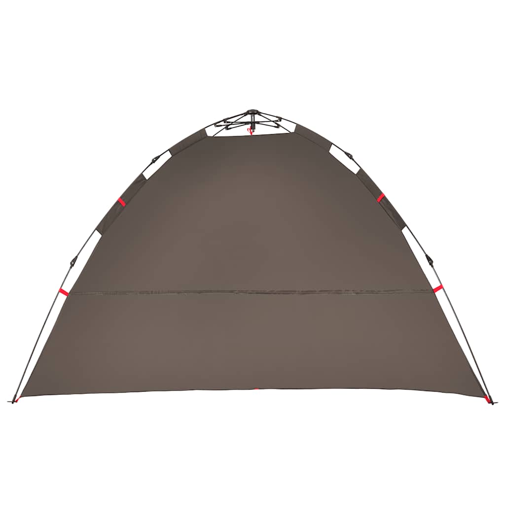 Detail van de bruin vidaXL 4-persoons tent met snelontgrendeling, zijaanzicht.
