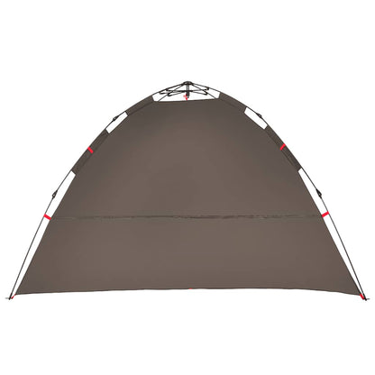 Detail van de bruin vidaXL 4-persoons tent met snelontgrendeling, zijaanzicht.