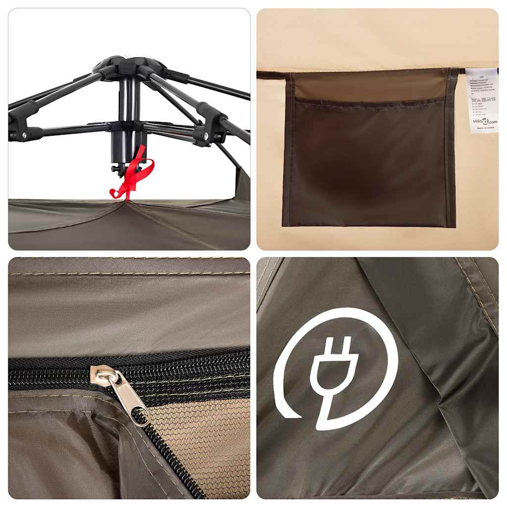 Detail van het snelspansysteem en de binnenzak van de vidaXL 4-persoons tent.