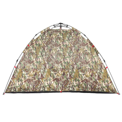 Detail van de camouflage tent van vidaXL met snelontgrendeling, zijaanzicht.