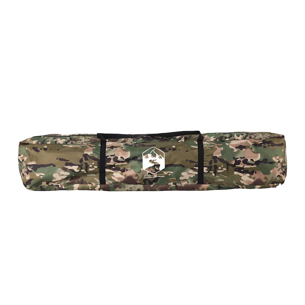 Camouflage tent van vidaXL in opbergtas, met handvat voor eenvoudig transport.