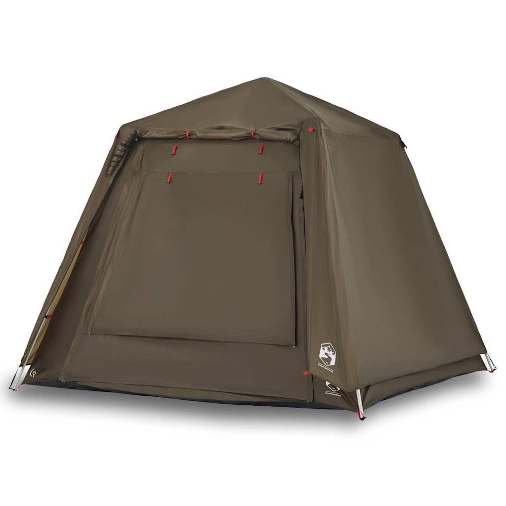 Detail van de vidaXL Vistent tent in olijfgroen met snelontgrendeling en zijaanzicht.