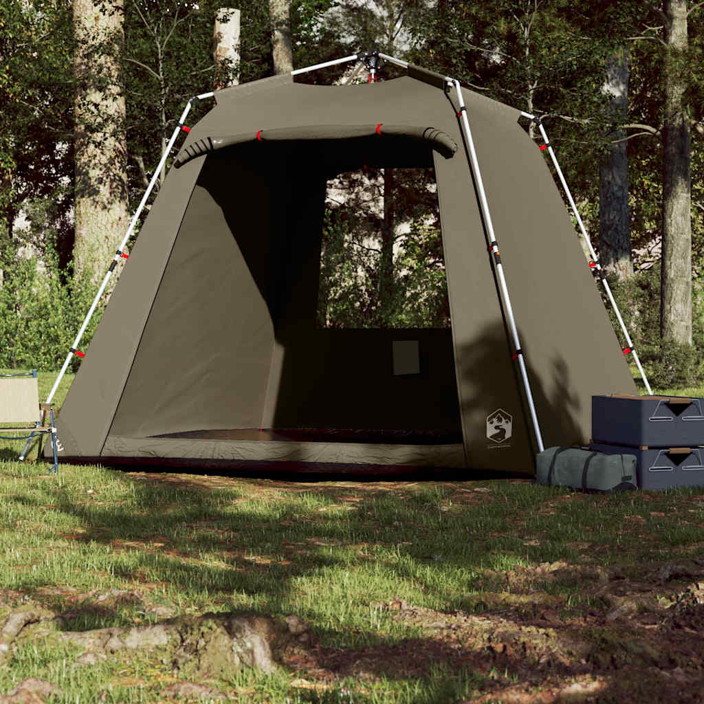 Detail van de vidaXL Vistent tent in olijfgroen, zijaanzicht met open ingang.