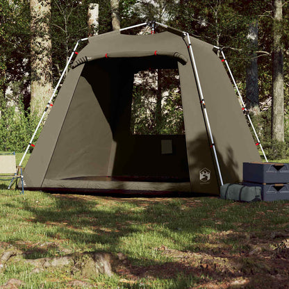 Detail van de vidaXL Vistent tent in olijfgroen, zijaanzicht met open ingang.