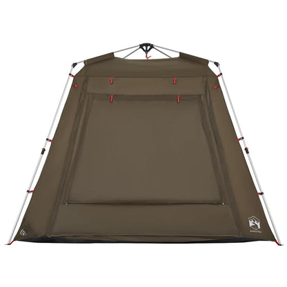 Detail van de vidaXL Vistent tent in olijfgroen, met snelontgrendeling en open voorkant.