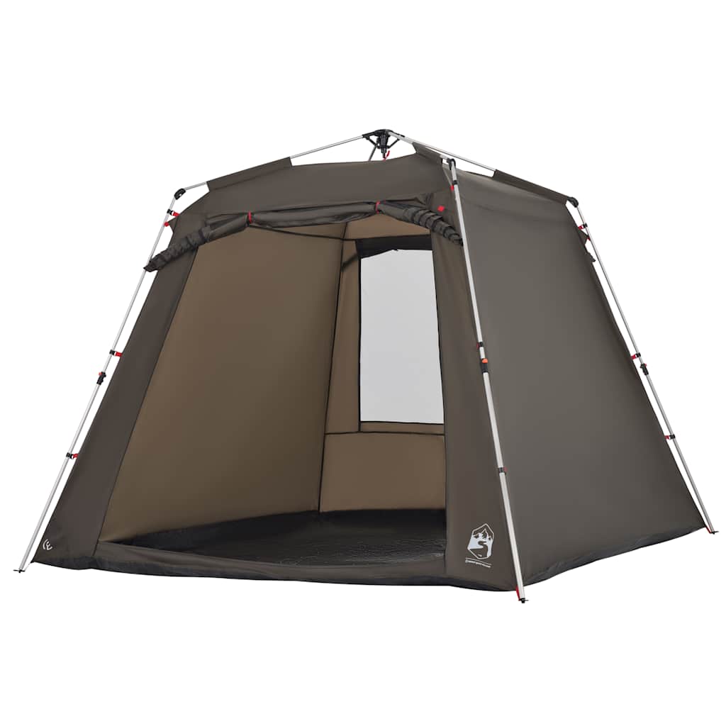 Detail van de vidaXL Vistent tent met bruin waterdicht ontwerp en snelontgrendeling.