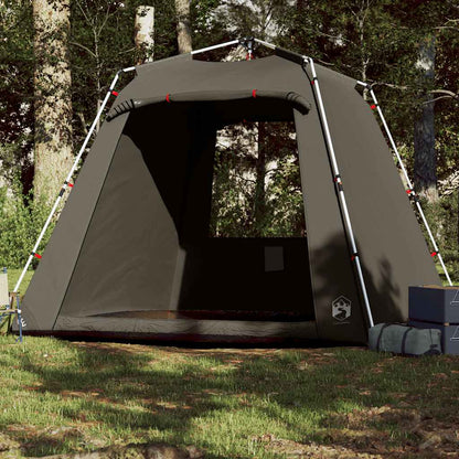 vidaXL Vistent tent voor 4 personen in bruin, met snelontgrendeling en open ontwerp.