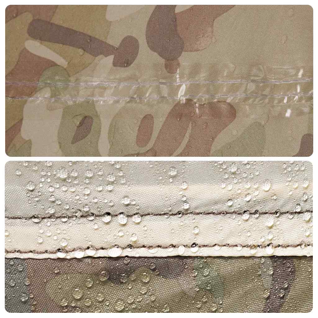 Detail van de waterdichte naden van de vidaXL Vistent tent in camouflage.