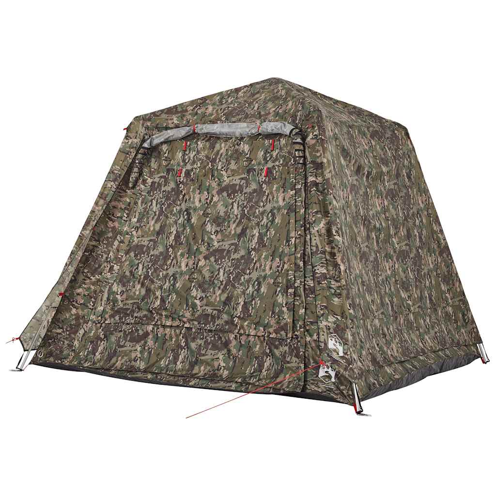 Detail van de camouflage tent vidaXL Vistent met snelontgrendeling en waterdicht ontwerp.