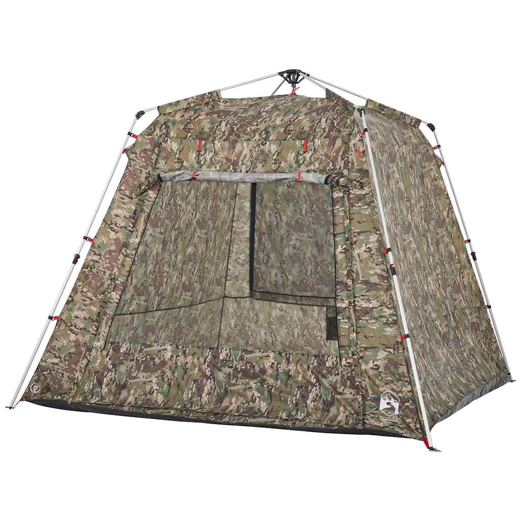 Detail van de vidaXL Vistent tent met camouflageprint en open voorkant.