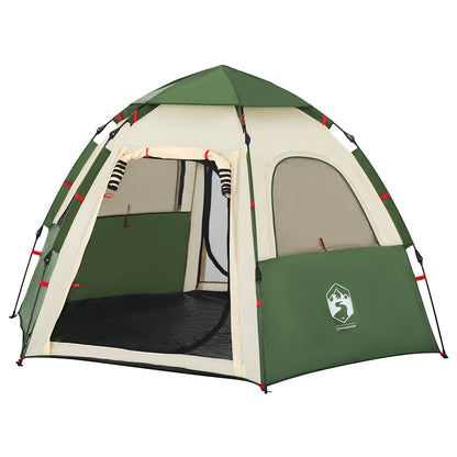 Detail van de vidaXL 4-persoons kampeertent met snelontgrendeling en groene kleur.