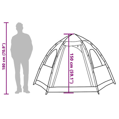 Zijaanzicht van de vidaXL 4-persoons kampeertent met afmetingen en hoogte.