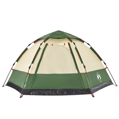 Detail van de vidaXL 4-persoons kampeertent in groen met snelontgrendeling en open ingang.