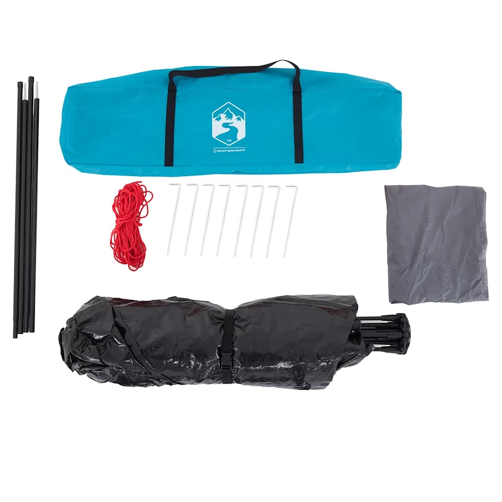 Detail van de accessoires van de vidaXL 4-persoons kampeertent, inclusief draagtas en stokken.