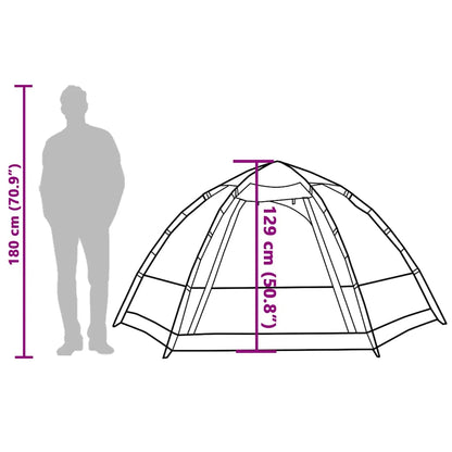 Schematische weergave van de vidaXL 4-persoons tent met afmetingen en hoogte.