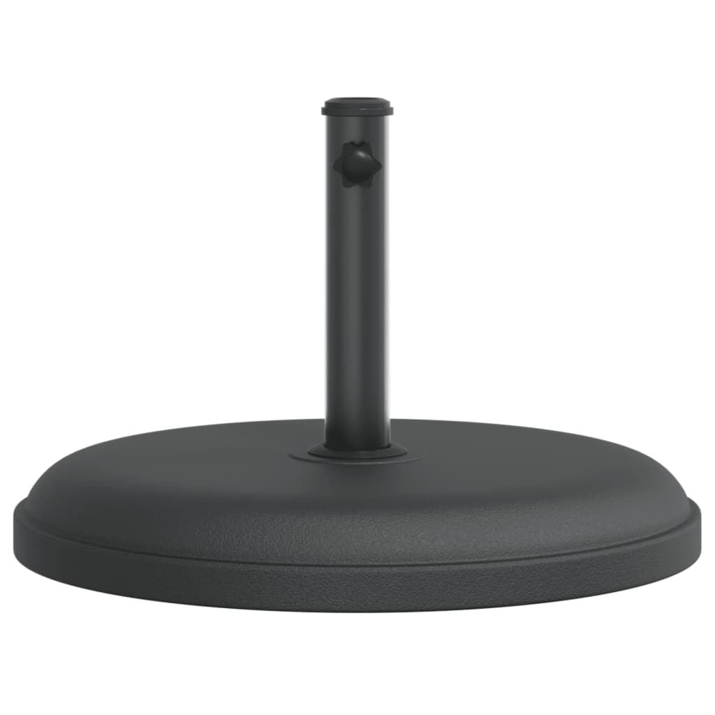 Zijaanzicht van de vidaXL parasolvoet met een stevige, ronde basis en een zwarte afwerking.