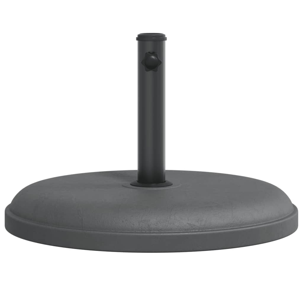 Detail van de vidaXL parasolvoet met een stevige, ronde betonbasis en zwarte buis.