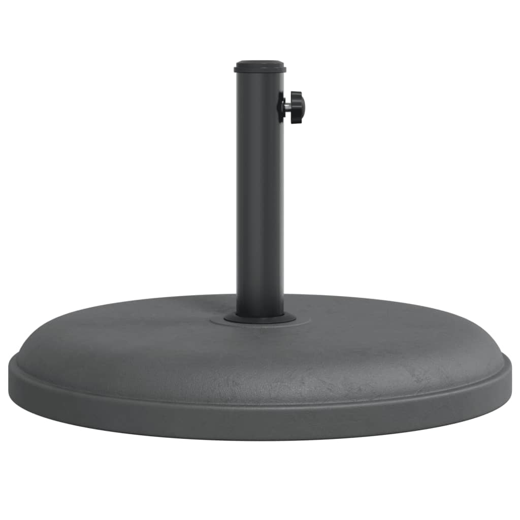 Detail van de vidaXL parasolvoet van 25 kg, rond met zwarte buis en aandraaiknop.