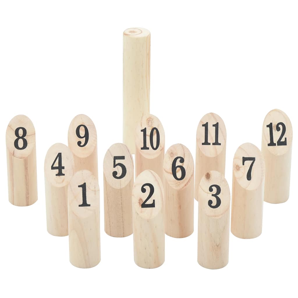 vidaXL Nummerkubb spelset met 13 houten blokken genummerd van 1 tot 12.