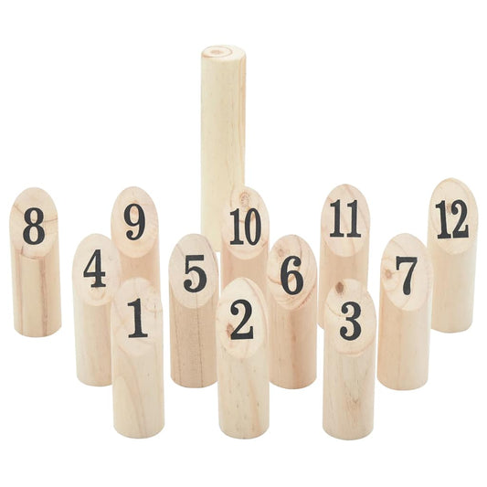 vidaXL Nummerkubb spelset met 13 houten blokken genummerd van 1 tot 12.