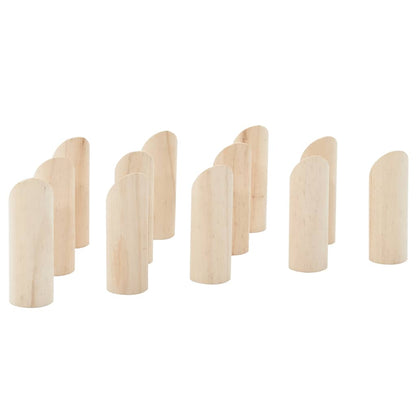 Detail van de houten nummers van de vidaXL Nummerkubb spelset, lichtgekleurd en glad afgewerkt.