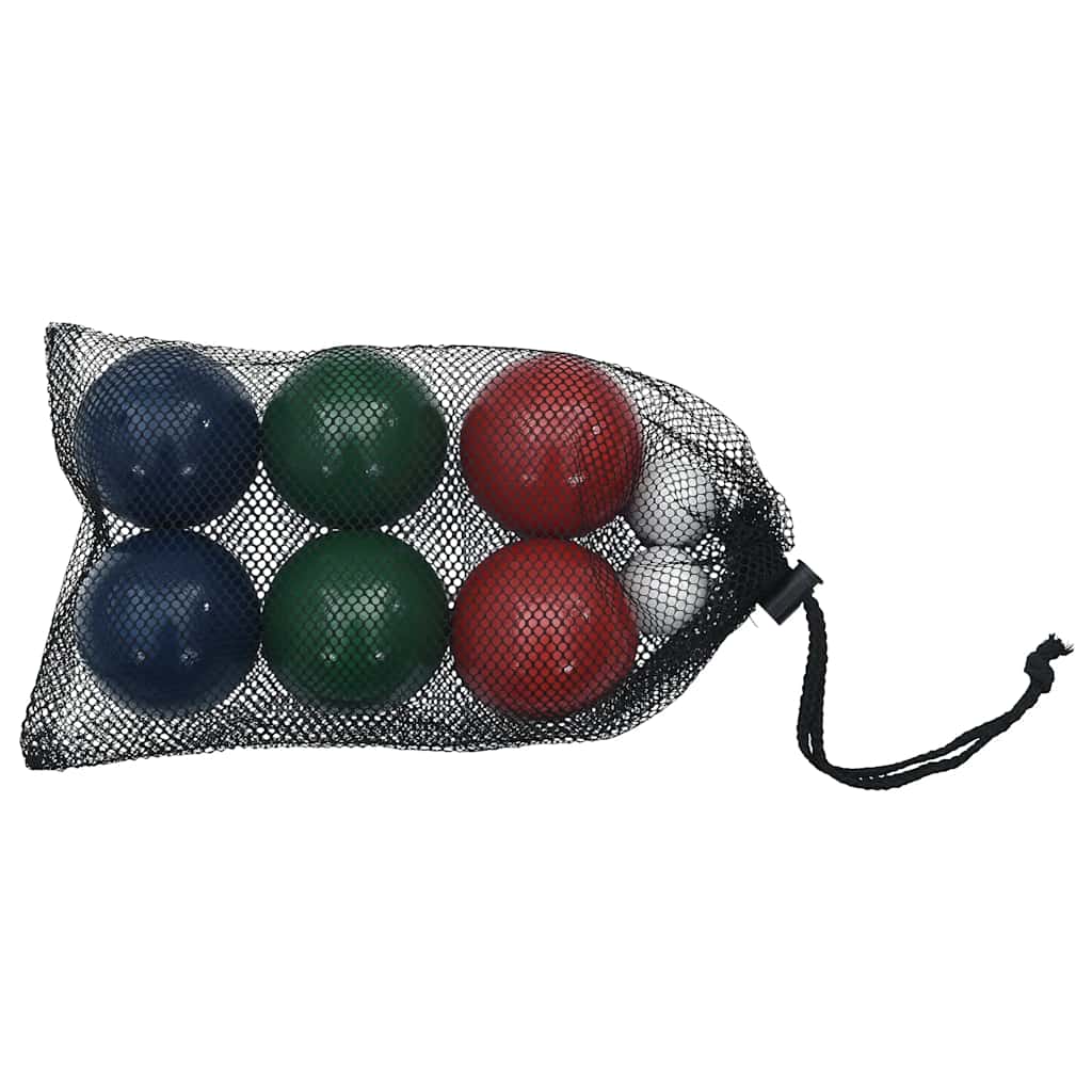 Detail van de vidaXL Jeu de boules ballenset met zes gekleurde ballen in een netzak.